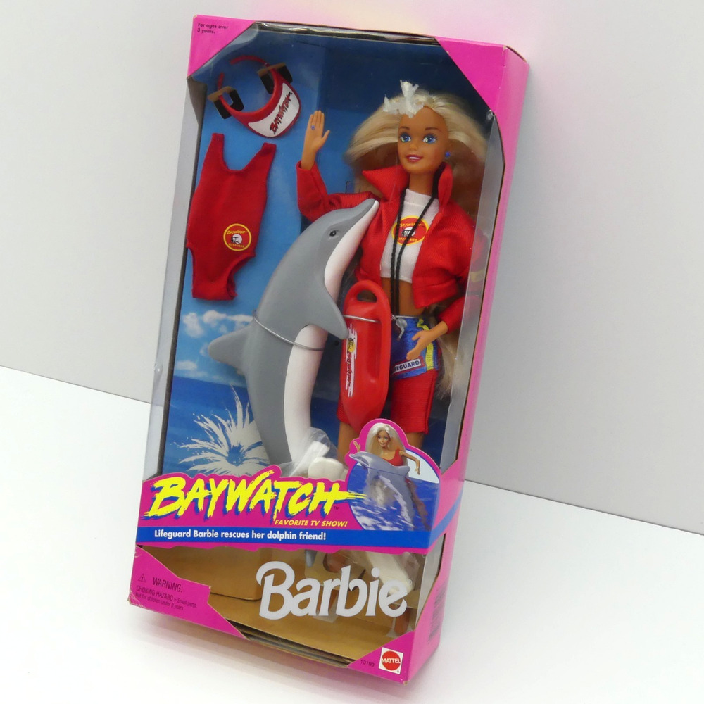 Vintage Baywatch Lifeguard Barbie Doll with Dolphin Mattel 1994 Boxed